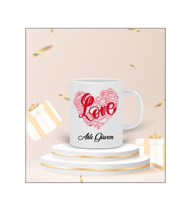 Kişiye Özel Love Tasarımlı Kupa Bardak (Beyaz)