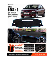 e-biz DACİA LOGAN 1 (2004-2008) Uyumlu Torpido Koruma, Torpido Örtüsü, Torpido Kılıfı - Siyah-Mavi - DA006