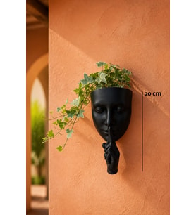 Yüz Şekilli Taş Döküm Duvara Monte Saksı, Ev Dekorasyonu, Dayanıklı, İç ve Dış mekan, Kuru Çiçek