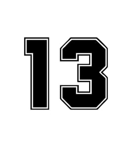 Dış Kontürlü 13 Numara Sayısı Sticker Yapıştırma