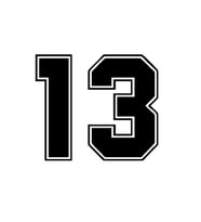 Dış Kontürlü 13 Numara Sayısı Sticker Yapıştırma