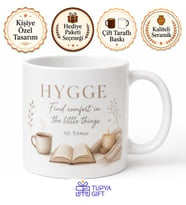 Hygge Yazılı Rahatlık İngilizce Kupa Bardak Özel Tasarım Hediye Mug