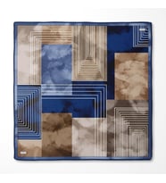 Geometrik Desen Twill İpek Eşarp-0941 (Lacivert)
