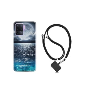 Oppo Reno 5 Lite Kılıf Desenlim Silikon Boyun Askılı Great Moon 1301