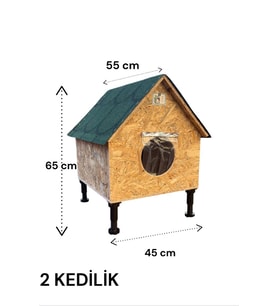Kedi evi kedi yuvası 2 KEDİLİK iç ve dış mekan ısı ve su yalıtımlı