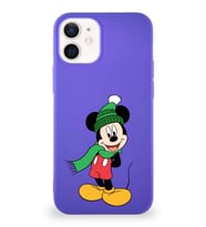 Apple iPhone 12 Soft Premier Kapak Mickey Mouse-G Tasarımlı Silikon Kılıf - Mor (Şeffaf)