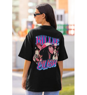 Tasarım Billie Eilish Sırt Baskılı Unisex Oversize Şarkıcı Tişört