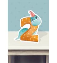 Baby Dinozor Temalı Ayaklı Rakam Panosu - 2 Yaş (40 cm)