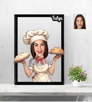 Kişiye Özel 3D  Ahşap Tablo Ahçı Kadın Model 30x40 -17