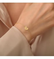Kişiye Özel Mini Kalp Harf Bileklik 925K Gümüş (Gold)