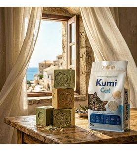 Eko-Premium Marsilya Sabunu Kokulu Kedi Kumu, Güçlü Topaklanan Bentonit (%99.5 Tozsuz), 5 L