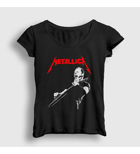 Presmono Kadın Siyah Guitar James Hetfield Metallica T-Shirt 435171tt