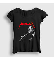 Presmono Kadın Siyah Guitar James Hetfield Metallica T-Shirt 435171tt