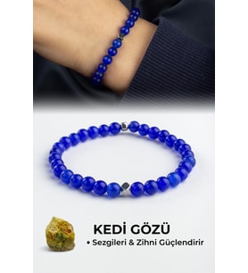 Kedi Gözü Doğal Taş Lacivert Küre Kesim 6mm Bileklik