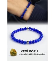 Kedi Gözü Doğal Taş Lacivert Küre Kesim 6mm Bileklik