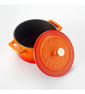 Metal Döküm Mini Tencere, Trendy, 10 cm, 0.35 L Hacim, Turuncu