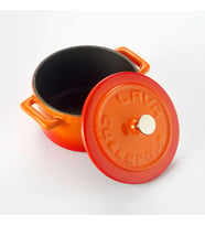 Metal Döküm Mini Tencere, Trendy, 10 cm, 0.35 L Hacim, Turuncu