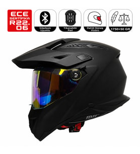 FR805 Raven Cross Motosiklet Kaskı Güneş Vizörlü Enduro Full Face Kask