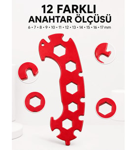 Kompakt Çok Amaçlı Bisiklet Anahtarı 12 Ölçülü Taşınabilir Bisiklet Bakım Aleti