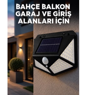 Solar LED Bahçe Aydınlatma Lambası 3 Işık Modlu Sensörlü Duvar Tipi Dış Mekan