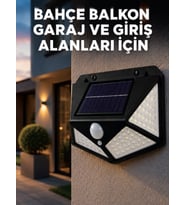 Solar LED Bahçe Aydınlatma Lambası 3 Işık Modlu Sensörlü Duvar Tipi Dış Mekan