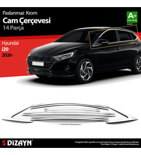 Hyundai i20 Krom Cam Çerçevesi 14 Prç. 2020 Üzeri A+ Kalite