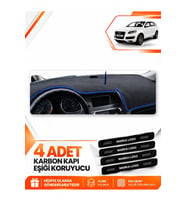 AUDI Q7 (2005-2015) Uyumlu Ön Torpido Koruma Kılıfı Halısı - Siyah Mavi