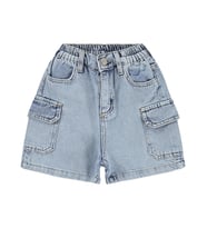 Civil Girls Büzgülü Kargo Cepli 6-9 Yaş Şort - Mavi