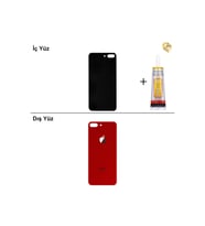 iPhone 8 PLUS Kırmızı Arka Kapak Arka Cam Batarya Kapağı Lazer Kesim Kapak Pil Kapağı + B-7000 Yapıştırıcı