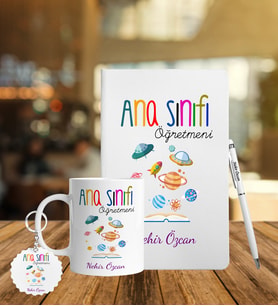 Ana Sınıfı Öğretmenlerine Özel Defter Kalem Kupa & Süblimasyon Anahtarlık Hediye Seti