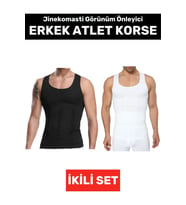Jinekomasti Dik Duruş Düzeltici Göbek Sıkılaştırıcı Elastik Erkek Atlet Korse Siyah-Beyaz İkili Set (Siyah Beyaz)