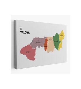 Yalova İli ve İlçeler Haritası  Dekoratif Kanvas Tablo 1482