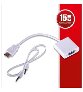 QPORT Q-HD-VGJ 0.15metre HDMI-VGA (D) Görüntü Adaptörü Beyaz Sesli 1080p