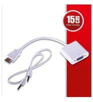 QPORT Q-HD-VGJ 0.15metre HDMI-VGA (D) Görüntü Adaptörü Beyaz Sesli 1080p