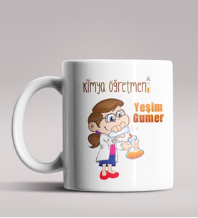 Kişiye Özel Kimya Öğretmeni Tasarım Beyaz Renk Kupa Bardak 8