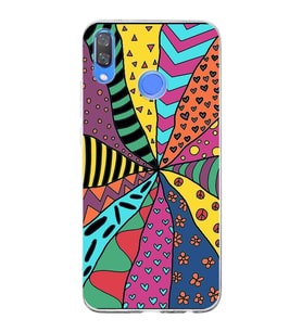 PrintiFy Huawei Y9 2019 ile Uyumlu 1mm Slim Fit Retro Renkler 4 Baskılı Şeffaf  Kılıf