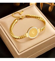 Gold Renk Çeyreklik Çelik Bileklik Zirkon Taşlı Ayarlanabilir Antialerjik Şık ve Zarif Tasarım