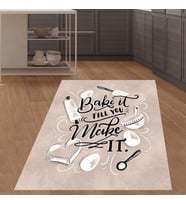 Bake İt Till You Make İt Dijital Baskılı Kaymaz Taban Yıkanabilir Leke Tutmaz Mutfak Halısı (Çok Renkli)