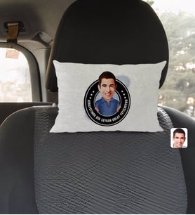 BK Gift Kişiye Özel İsimli Erkek Nihayetinde Karikatürlü Dikdörtgen Araç Koltuk Yastığı-3