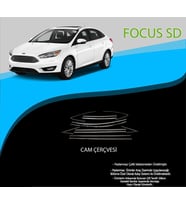 Ford Focus Uyumlu 3 Sedan Krom Cam Çerçevesi Paslanmaz Çelik 12 Parça (Karışık)