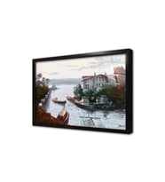 İstanbul Beyaz Yalı ve Tekneler Çerçeveli Cam Tablo