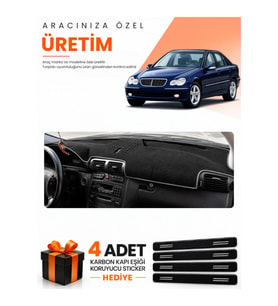 MERCEDES W203 C-CLASS (2000-2007) Uyumlu Torpido Koruma Örtüsü Oto Kılıfı - Siyah Gri