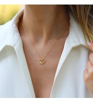 Kalp Düğüm Zirkon Taşlı Gold Gümüş Kolye