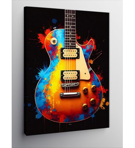 Kanvas Tablo Renkli Elektro Gitar