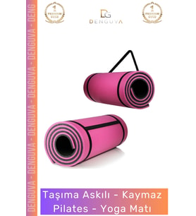 #YogaMatı Fantazer Taşıma Askılı Pro Kaymaz Çift Taraflı Yoga Meditasyon Minderi Pembe Siyah Mat