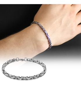 Silver Renk Kalınlık 5 mm 317L Çelik Kral Bileklik (Çok Renkli)