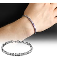 Silver Renk Kalınlık 5 mm 317L Çelik Kral Bileklik (Çok Renkli)