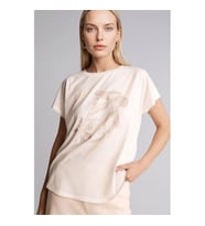 Defacto Baskılı Ekru Kadın T-Shirt H2449AX/ER105