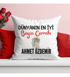 Dünyanın En İyi Beyin Cerrahı Baskılı Elyaf Dolgulu Saten Hediye Yastık