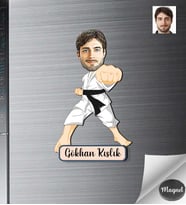 Kişiye Özel Kareteci Erkek Ahşap Magnet -1